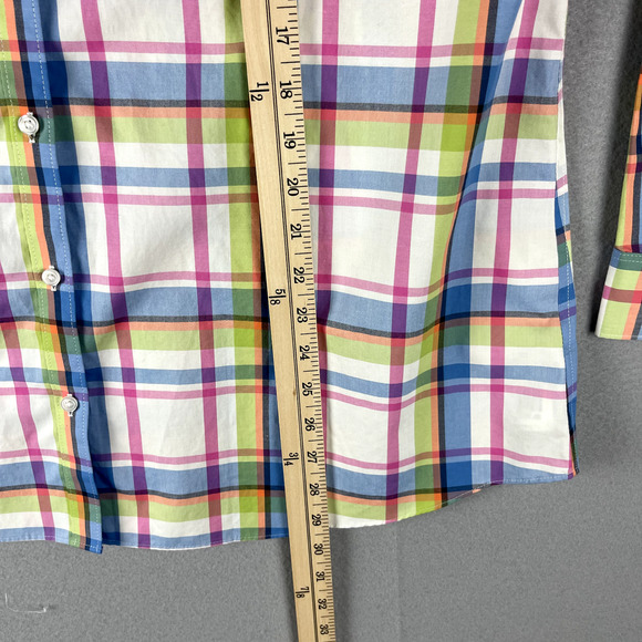 Lands End No Iron Supima Cotton Top Womens 18T Tall Plaid Button Up Long Sleeve - Picture 7 of 14